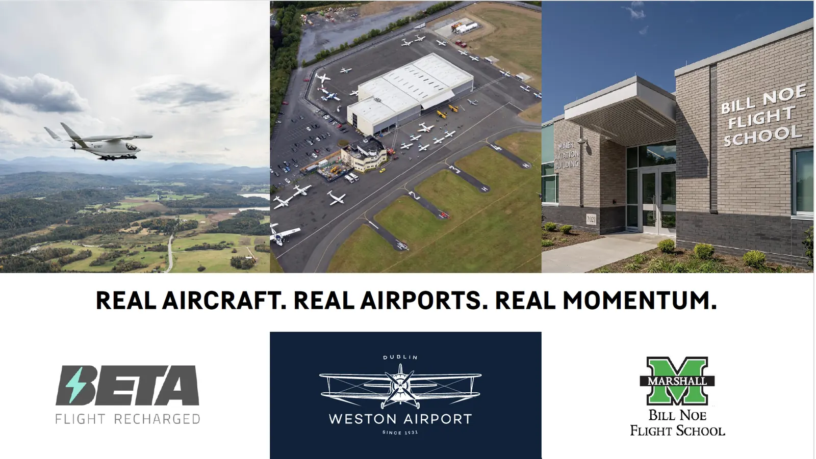 BETA Technologies, Weston Airport and Marshall University Bill Noe Flight School
